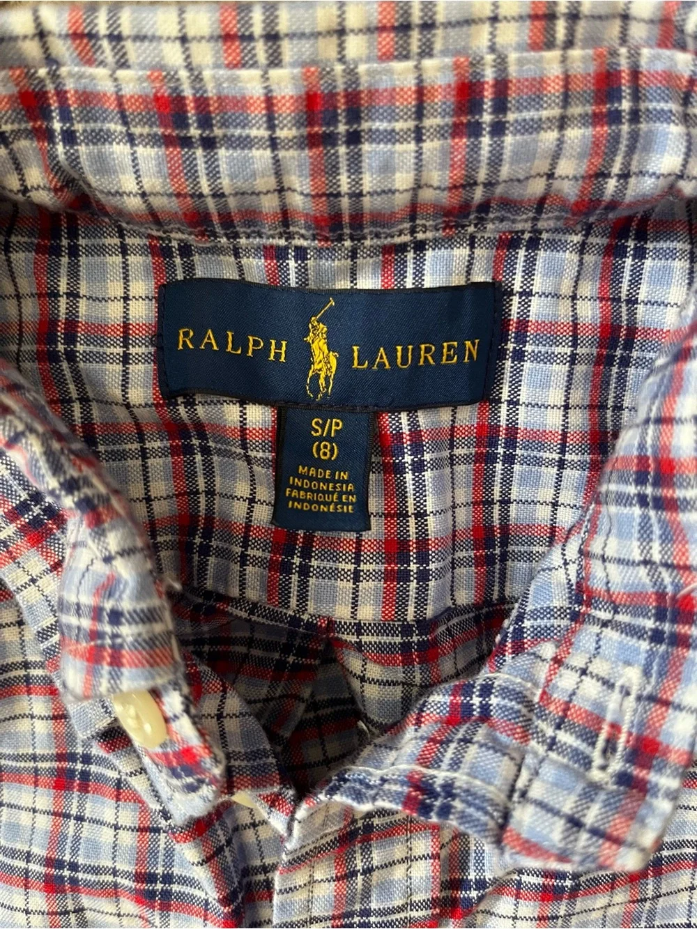 Ralph Lauren - Blue, Red & White Plaid Button-Down Shirt - Boy’s Size S/P (8)